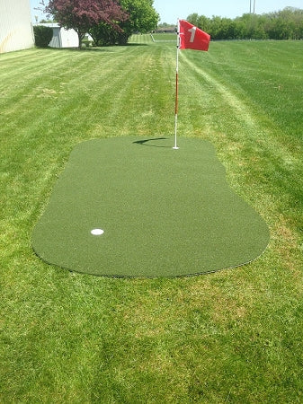 Big Moss Outdoor Target putting and chipping green set up in a backyard