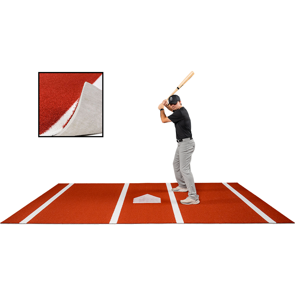 6 × 12 Proball Baseball Hitting Mat - Clay Nylon, Painted Plate, Flexible 5mm Foam
