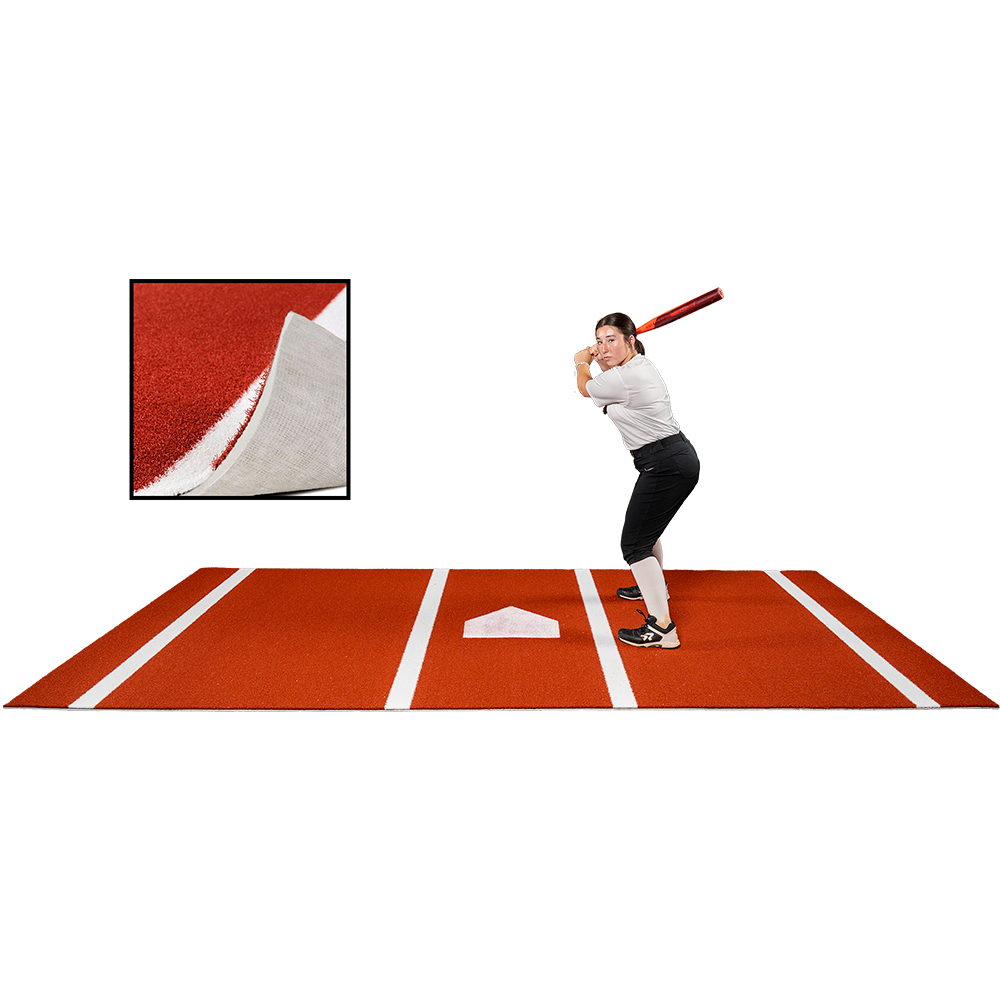 6 × 12 Proball Softball Hitting Mat - Clay Nylon, Painted Plate, Flexible 5mm Foam