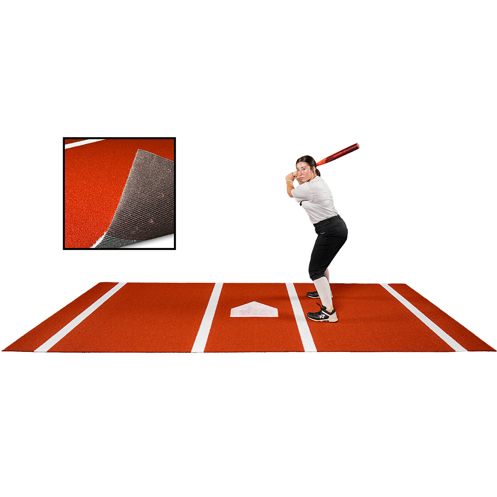 6 × 12 Proball Softball Hitting Mat - Clay Poly, Painted Plate, Urethane-Coated Backing