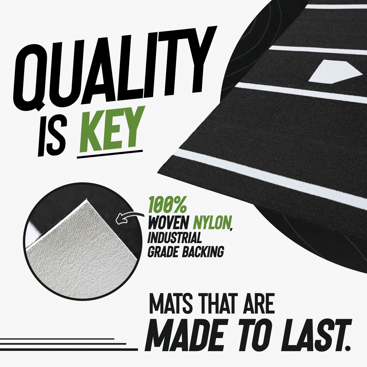 6 × 12 Proball Softball Hitting Mat - Black Nylon, Painted Plate, Flexible 5mm Foam