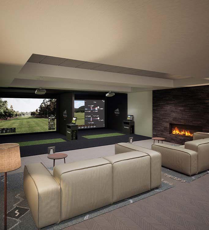 TrackMan iO ceiling-mounted launch monitor installation