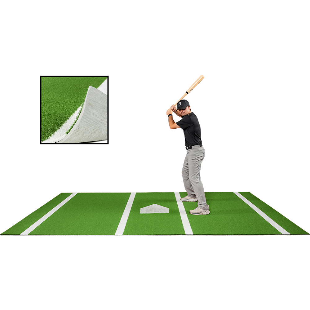 6 × 12 Proball Baseball Hitting Mat - Green Nylon, Painted Plate, Flexible 5mm Foam