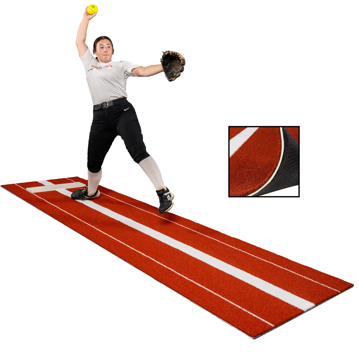 3 × 11 Elite Softball Pitching Mat - Clay