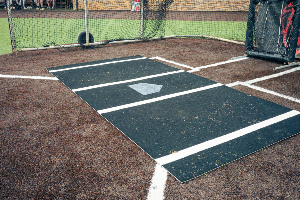 6 × 12 Proball Softball Hitting Mat - Black Nylon, Painted Plate, Flexible 5mm Foam