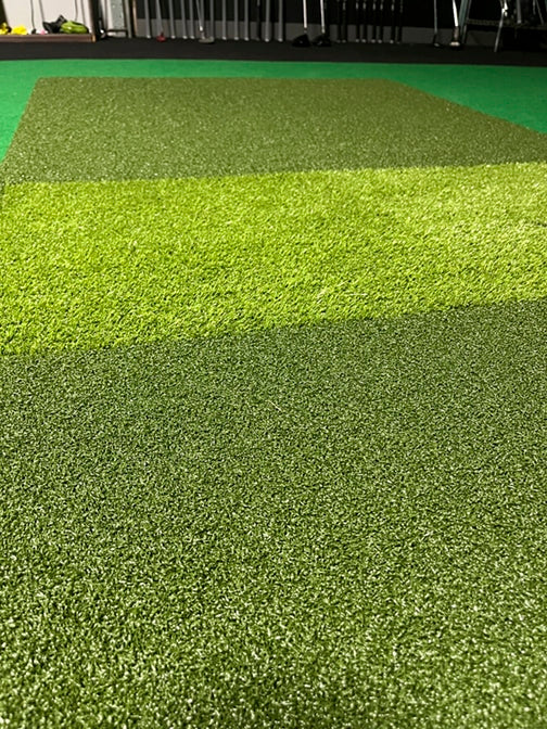 Big Moss Pure Flight Premium Hitting Strip turf close-up showing fiber and impact zone