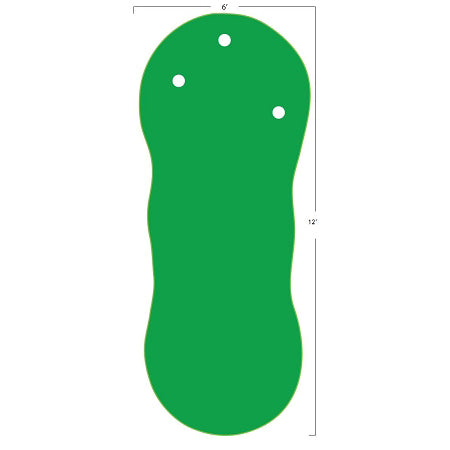 Big Moss General V2 6x12 putting green with three cups close-up.