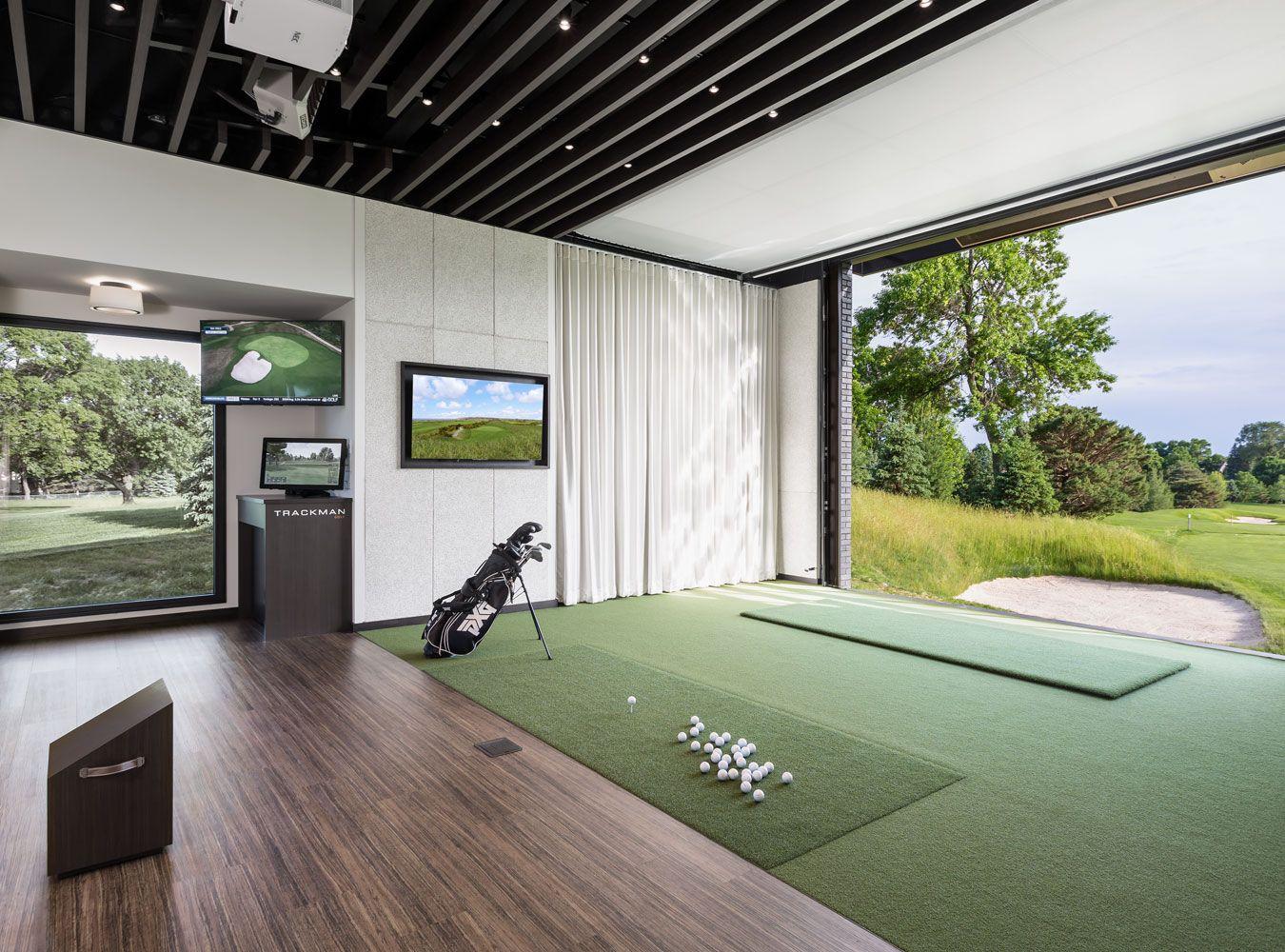 TrackMan golf simulator premium impact screen and enclosure installation